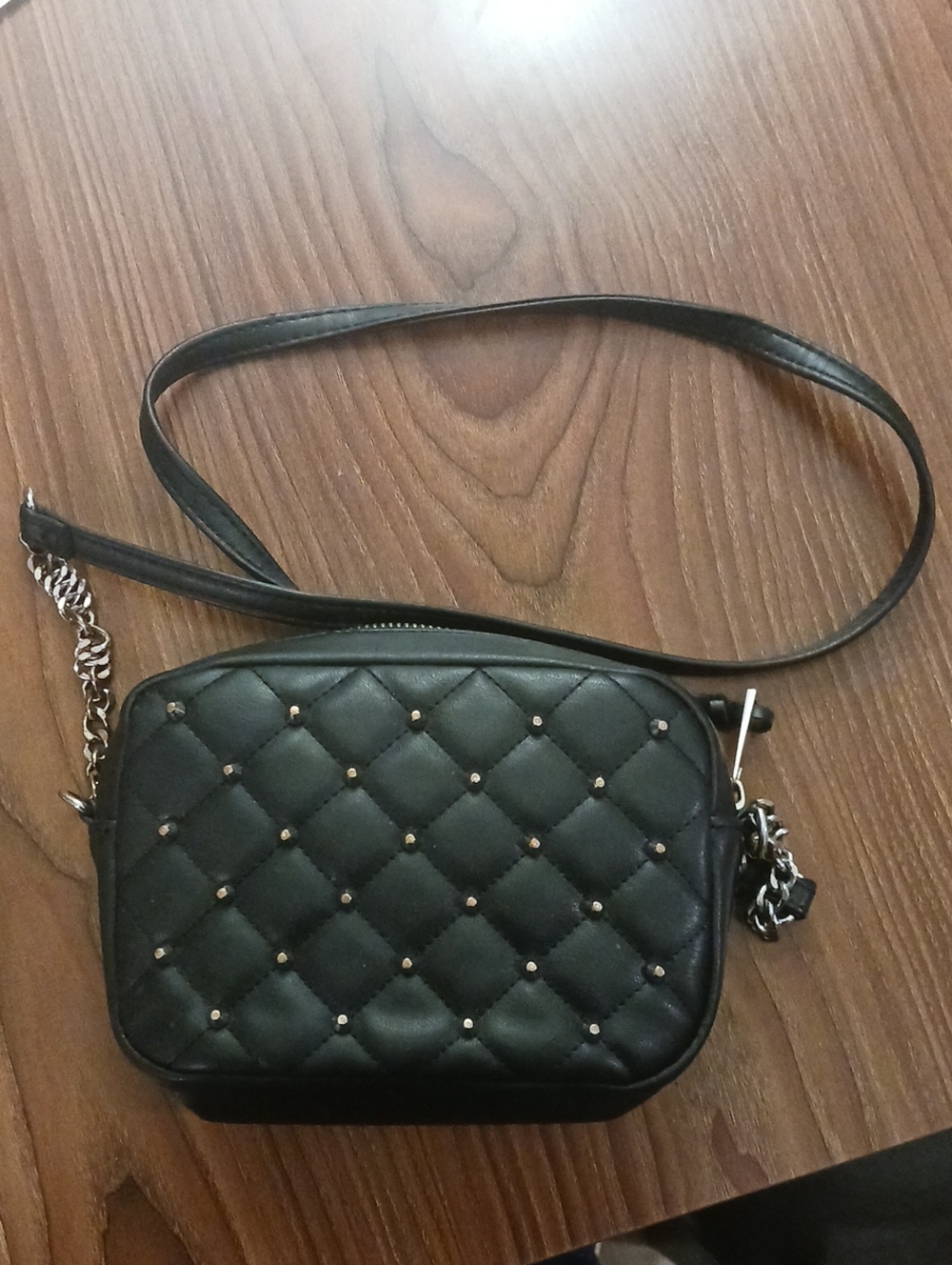 Rebecca Minkoff Black Quilted Crossbody with Gold Studs